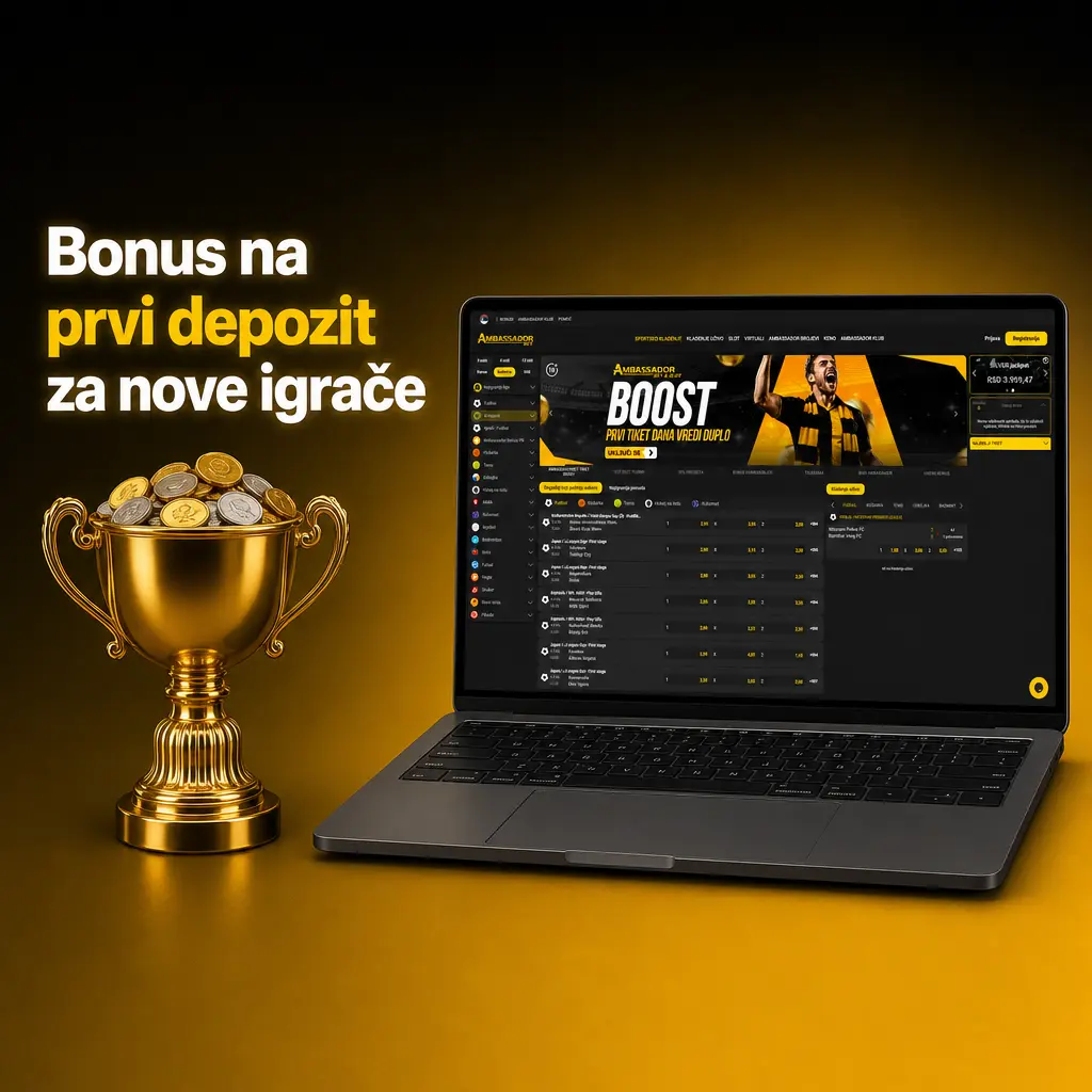 Bonus dobrodošlice 100% na prvi depozit do 20.000 RSD za nove igrače na AmbassadorBet za sportsko klađenje