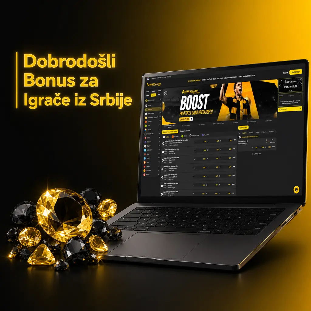 AmbassadorBet dobrodošli bonus: 100% na prvu uplatu do 50.000 RSD i 200 besplatnih obrtaja na Sweet Bonanza