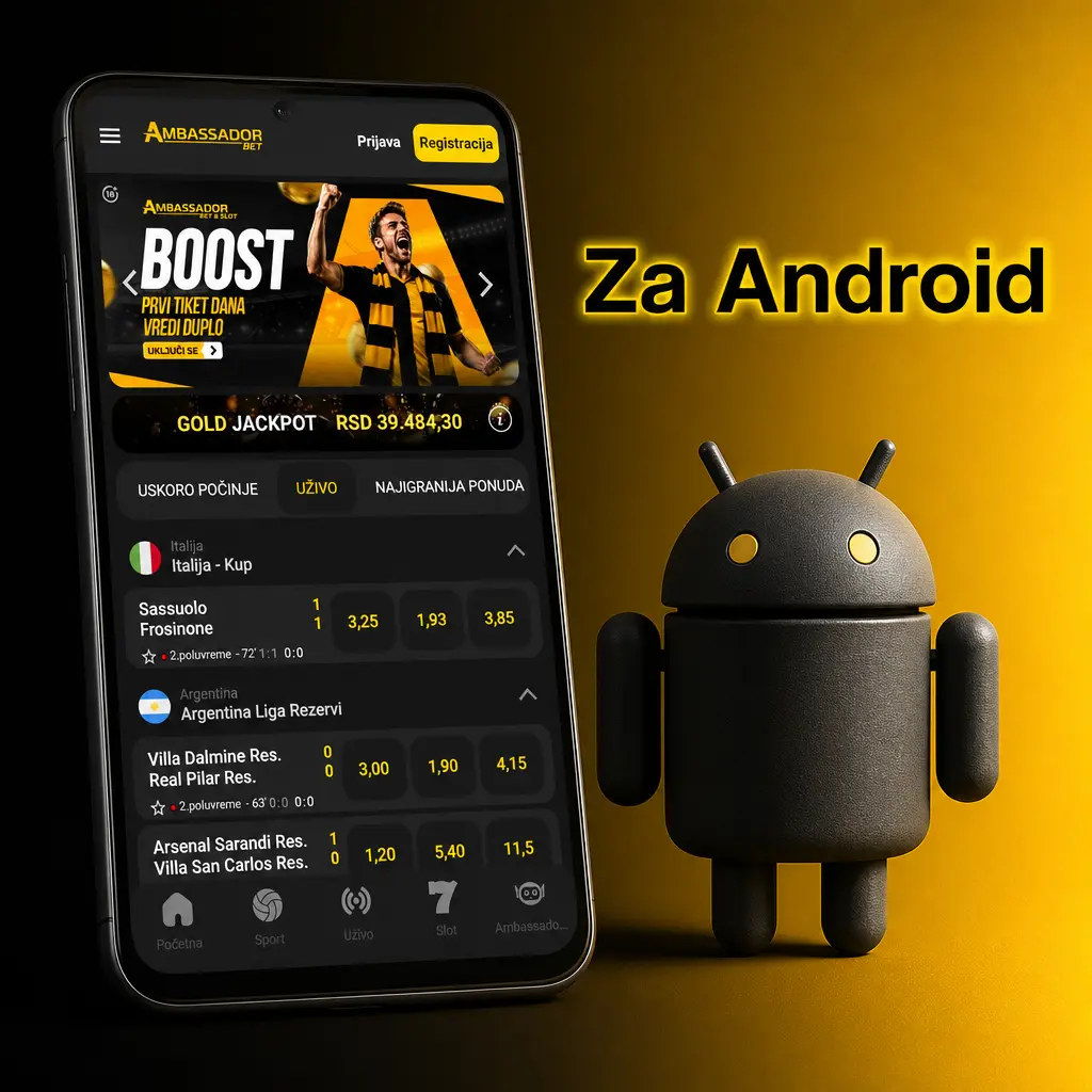 AmbassadorBet Android aplikacija - preuzimanje APK fajla i instalacija za uređaje sa Android 7.0 ili novijim
