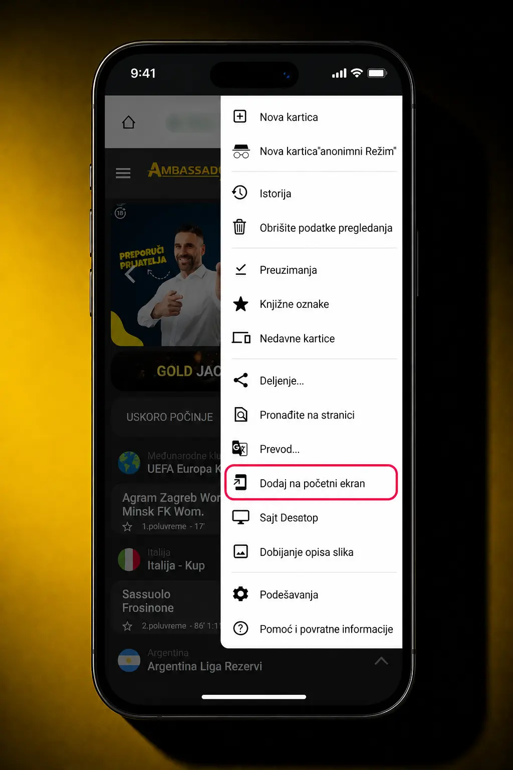 Preuzimanje AmbassadorBet APK fajla za Android u četiri koraka za brzu i besplatnu instalaciju
