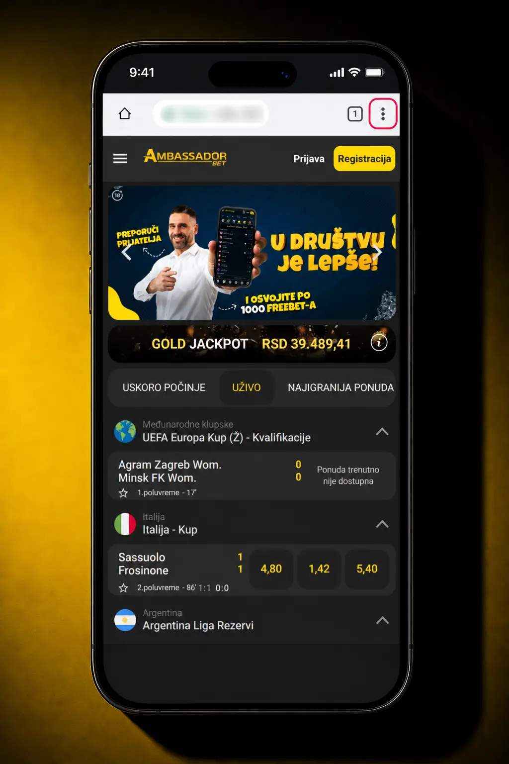 Preuzimanje AmbassadorBet APK fajla za Android u četiri jednostavna koraka na mobilnom uređaju