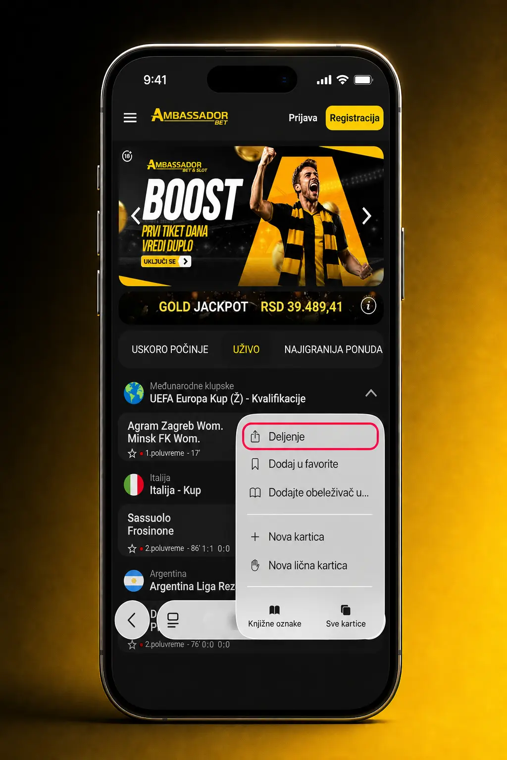 Uputstvo u 5 koraka za preuzimanje AmbassadorBet iOS aplikacije na iPhone uređaj