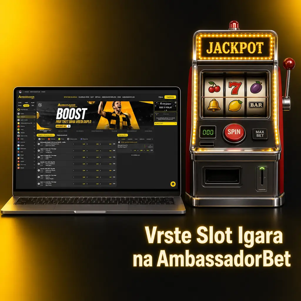 Pregled vrsta slot igara na AmbassadorBet: klasični, video, Megaways, jackpot i crash slotovi.