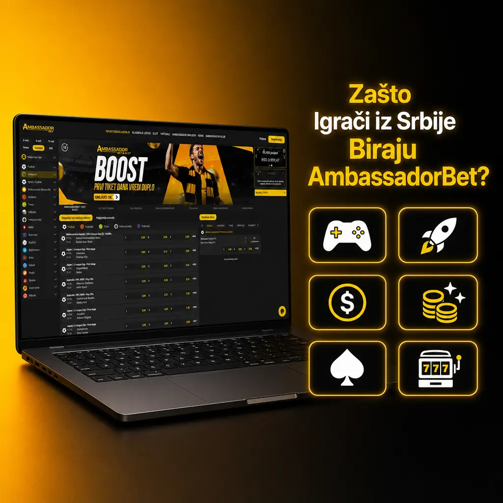 AmbassadorBet casino platforma: brza registracija, podrška na srpskom, isplate u dinarima i preko 4.700 igara za igrače iz Srbije.